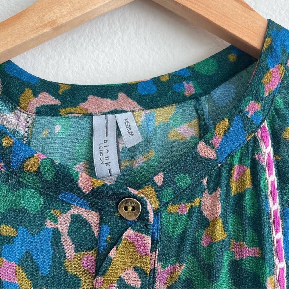 Anthropologie Bl-nk London Veyra Dress in Green Animal Print Medium - Picture 3 of 7